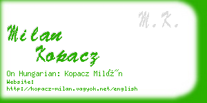 milan kopacz business card